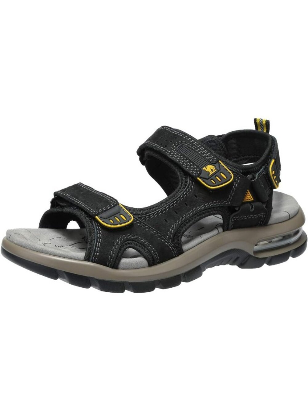 Men's Black Athletic Outdoor Leather Solid Waterproof Rubber Hiking Sandal Shoes